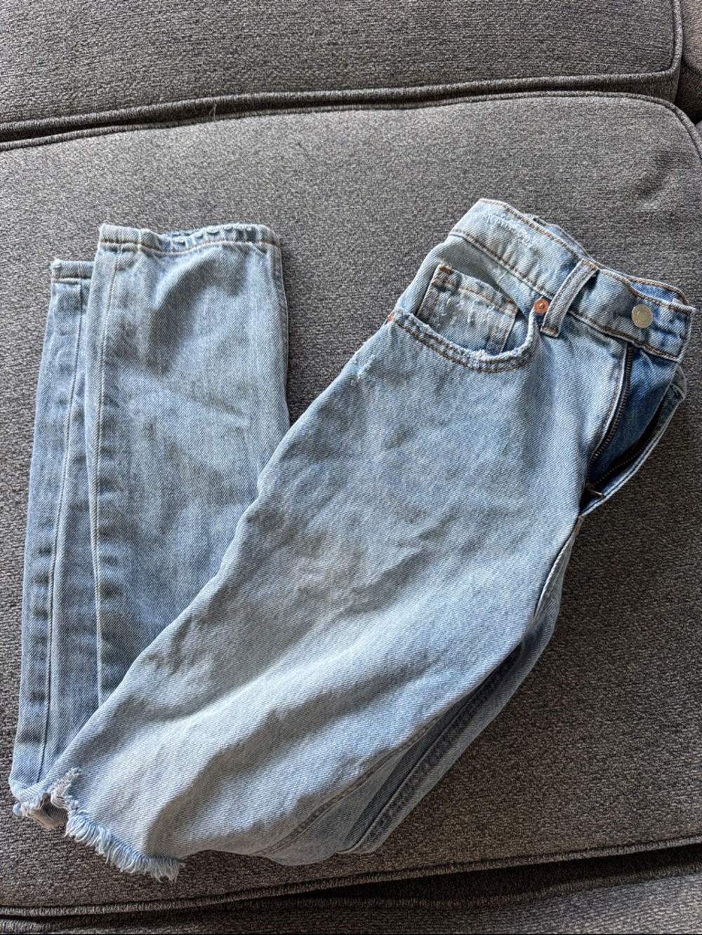 Sneak Peek Light Blue High-Rise Distressed Jeans